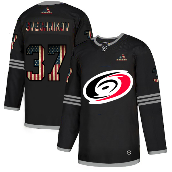 Carolina Hurricanes 37 Andrei Svechnikov Adidas Men Black USA Flag Limited NHL Jersey